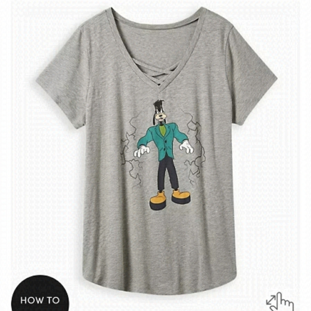 NWT DISNEY halloween Goofy Torrid Shirt. 1x, 14/16,  Gray, Relaxed Fit.